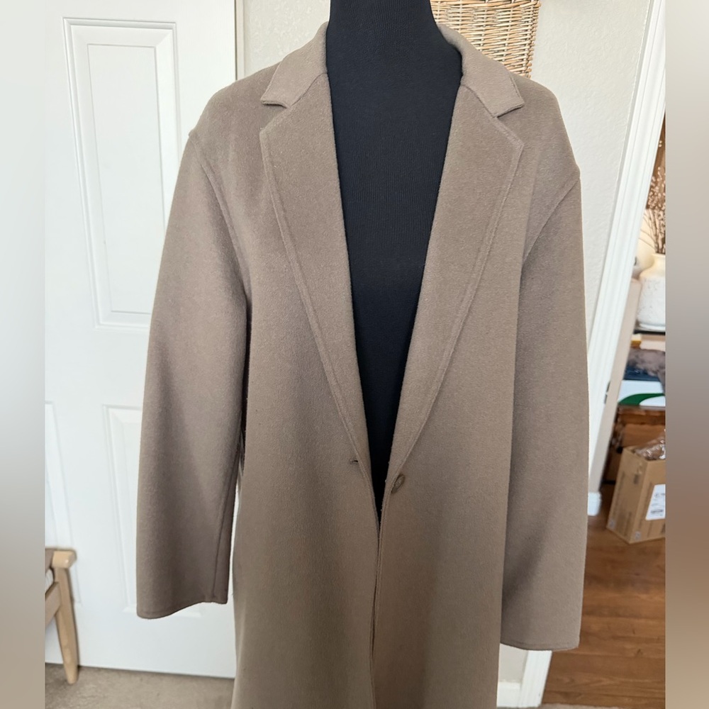 Classic Long Taupe Wool Coat